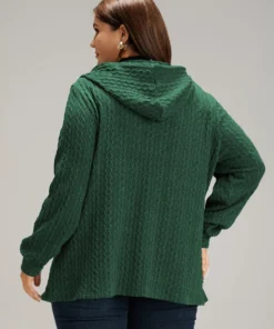 Plain Textured Zipper Hooded Sweatshirt -Clothing Shop 442507135 aw 5761feab 7d71 4dae 9443 123c0c689556