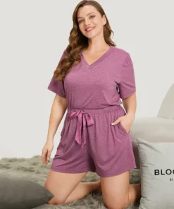 Plain Heather Elastic Waist Ribbon Sleep Shorts 12 Plain Heather Elastic Waist Ribbon Sleep Shorts -Clothing Shop 442566990 bs