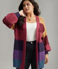 Rainbow Colorblock Lantern Sleeve Cardigan -Clothing Shop 443041512 xh 861e2112 9baf 45ef 81ae c7a1ddb5d00f