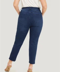 Straight Very Stretchy High Rise Dark Wash Embroidered Trim Jeans 17 Straight Very Stretchy High Rise Dark Wash Embroidered Trim Jeans -Clothing Shop 443280122 hk