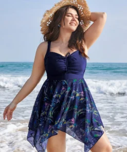 Tropical Ruched Ties Hanky Hem Crisscross Swim Dress -Clothing Shop 443302279 np ce938155 cd47 4b0a 9436 5f00790c9ca9