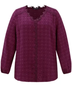 Plisse Eyelet Lace Elastic Cuffs Blouse -Clothing Shop 443389398 xg 60a76481 ecd4 426e b0e3 628a409190c6