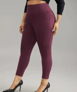 Solid Butt Lifting Wideband Waist Leggings -Clothing Shop 44354520 co