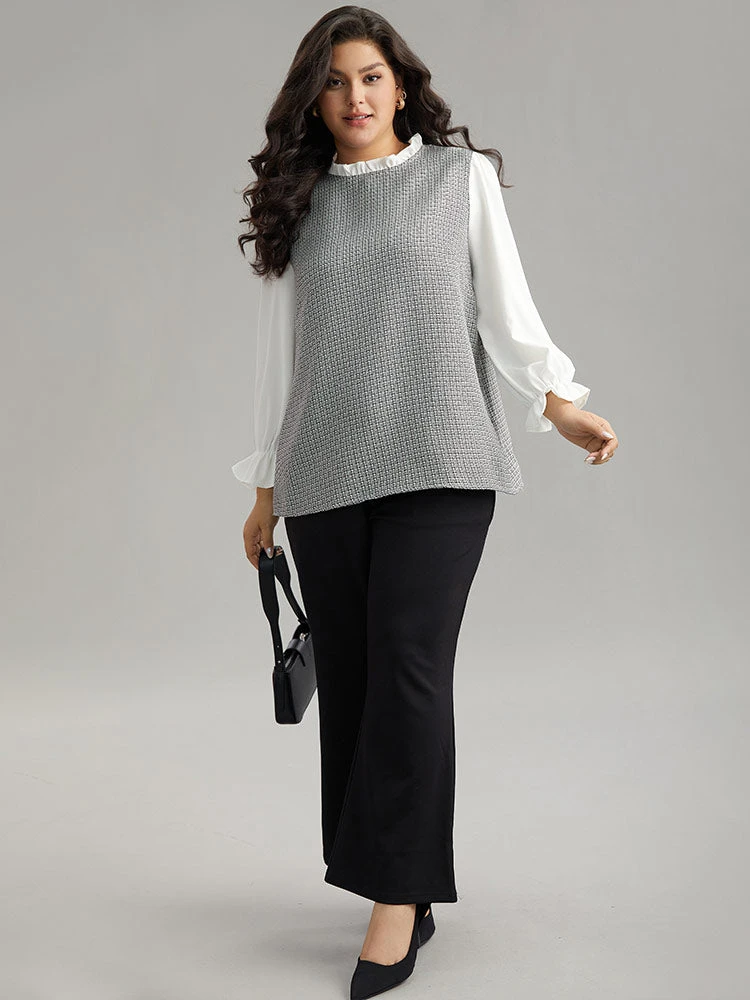 Gingham Ruffles Patchwork Frill Trim Blouse 6 Gingham Ruffles Patchwork Frill Trim Blouse - Image 4