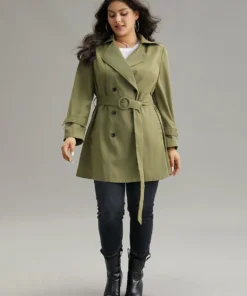 Plain Double Breasted Belted Pocket Windbreaker 15 Plain Double Breasted Belted Pocket Windbreaker -Clothing Shop 445051572 rv