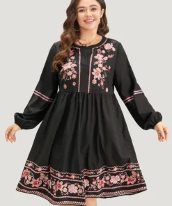 Bandana Print Lantern Sleeve Pocket Dress -Clothing Shop 445059831 ok