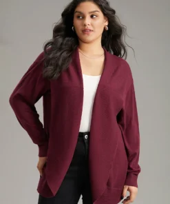 Supersoft Essentials Plain Texture Arc Hem Cardigan 34 Supersoft Essentials Plain Texture Arc Hem Cardigan -Clothing Shop 44506774 mh