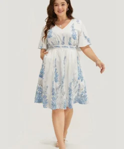 Bandana Print Pocket Ruffle Knee Dress -Clothing Shop 445365650 bd