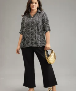 Leopard Print Shirt Collar Button Through Blouse -Clothing Shop 446041462 eo