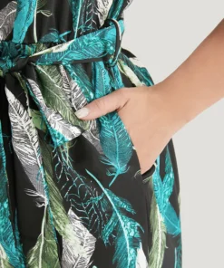 Tropical Cold Shoulder Pocket Belted Ruffle Trim Jumpsuit -Clothing Shop 447130678 rf cd65f8b7 912f 4d4b b7e5 36b20f647062