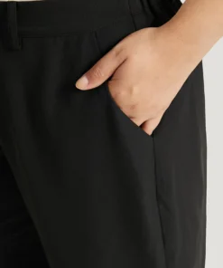 Plain Pocket Elastic Waist High Rise Pants -Clothing Shop 447444132 me
