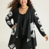 Halloween Skull Print Asymmetrical Hem Drape Kimono -Clothing Shop 448847515 xk a1bc8c12 c000 4455 889c 0416782f0b63