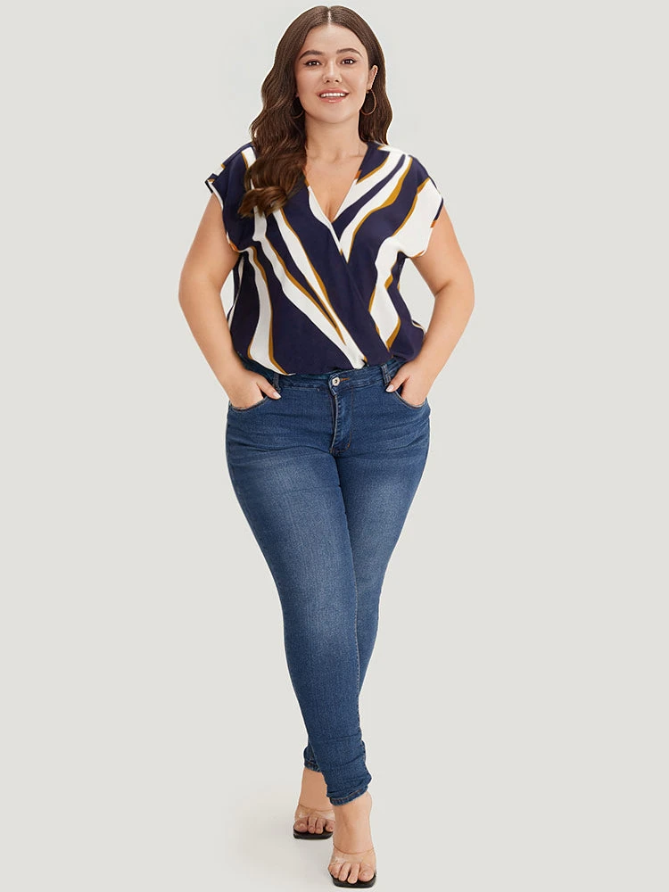 Water Ripple Surplice Neck Dolman Sleeve Bodysuit 8 Water Ripple Surplice Neck Dolman Sleeve Bodysuit - Image 6