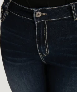 Contrast Trim Stitch Dark Wash Jeans -Clothing Shop 449509730 zy