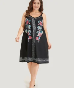 Boho Print Pocket Cami Knee Dress -Clothing Shop 449555712 vj