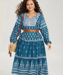 Bandana Print Knot Neck Lantern Sleeve Dress -Clothing Shop 449803532 uh dc76552a 94e2 44dc 9a61 d6e14747c5a1