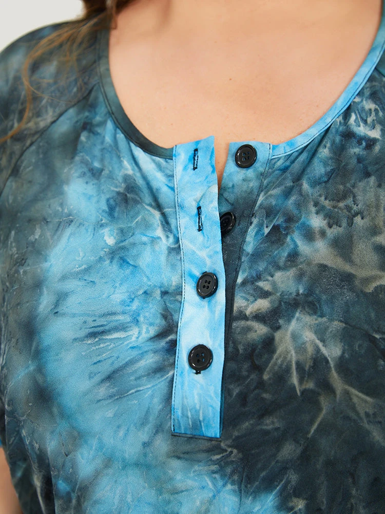 Tie Dye Button Up Ties Raglan Sleeve Jumpsuit 8 Tie Dye Button Up Ties Raglan Sleeve Jumpsuit - Image 6