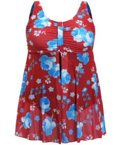 Floral Print Split Front Ruched A Line Swim Dress -Clothing Shop 450399461 pr 8605ac07 ec39 4c67 833d 25c2872a739d