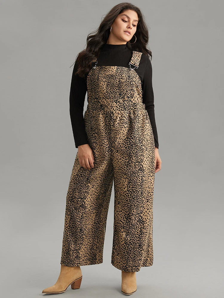 Leopard Adjustable Straps Patched Pocket Jumpsuit 5 Leopard Adjustable Straps Patched Pocket Jumpsuit - Image 3
