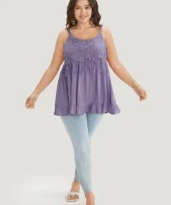 Plain Contrast Lace Ruffle Hem Cami Top 38 Plain Contrast Lace Ruffle Hem Cami Top -Clothing Shop 451971213 hs dbbd3357 0c4f 4d23 98c2 935b529f6fa9