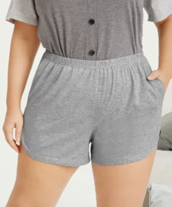 Solid Pocket Elastic Waist Sleep Shorts -Clothing Shop 452056159 nr