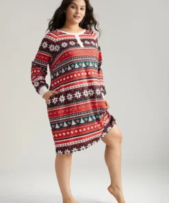 Geometric Sleep Raglan Sleeve Button Up Dress -Clothing Shop 452482613 zo