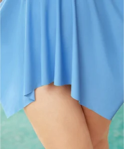 Ruffles Hanky Hem Cut Out Crew Neck Tankini Top -Clothing Shop 45294784 el