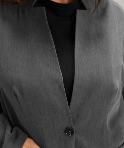 Stand Collar Button Up Pocket Blazer -Clothing Shop 454275945 se