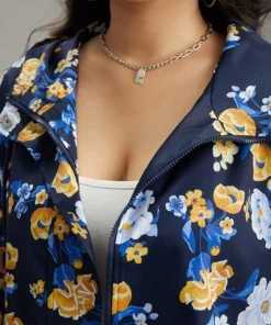 Boho Print Drawstring Hooded Zipper Jacket -Clothing Shop 455048718 mg