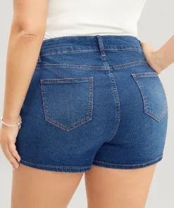 Skinny Very Stretchy High Rise Dark Wash Contrast Denim Shorts -Clothing Shop 45518882 cp