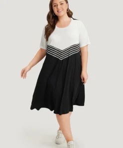 Striped Patchwork Flutter Colorblock Contrast Pocket Dress -Clothing Shop 455470964 ky ebd99d5a 025d 4239 8956 2a4a486e1232