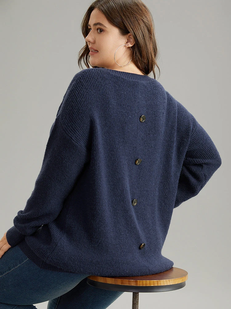 Anti-Pilling Solid Cable Knit Button Detail Pullover 4 Anti-Pilling Solid Cable Knit Button Detail Pullover - Image 2