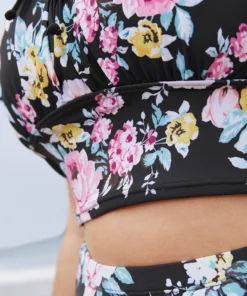 Floral Ruched Knotted Crossover Back Tankini Top -Clothing Shop 455659309 nz