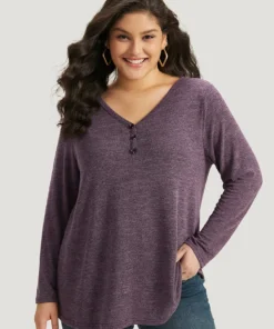 Heather Button Up Long Sleeve T-shirt