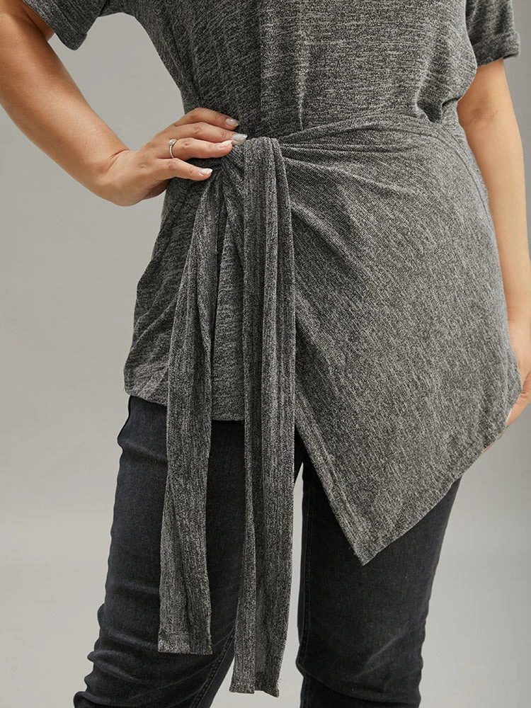 Plain Bowknot Front Heather T-shirt 8 Plain Bowknot Front Heather T-shirt - Image 6