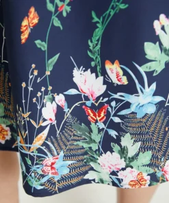 Butterfly & Floral Round Neck Print Pocket Knee Dress -Clothing Shop 456391992 ge 5c37bdf7 1b1a 42af a32d c2388259dcb5