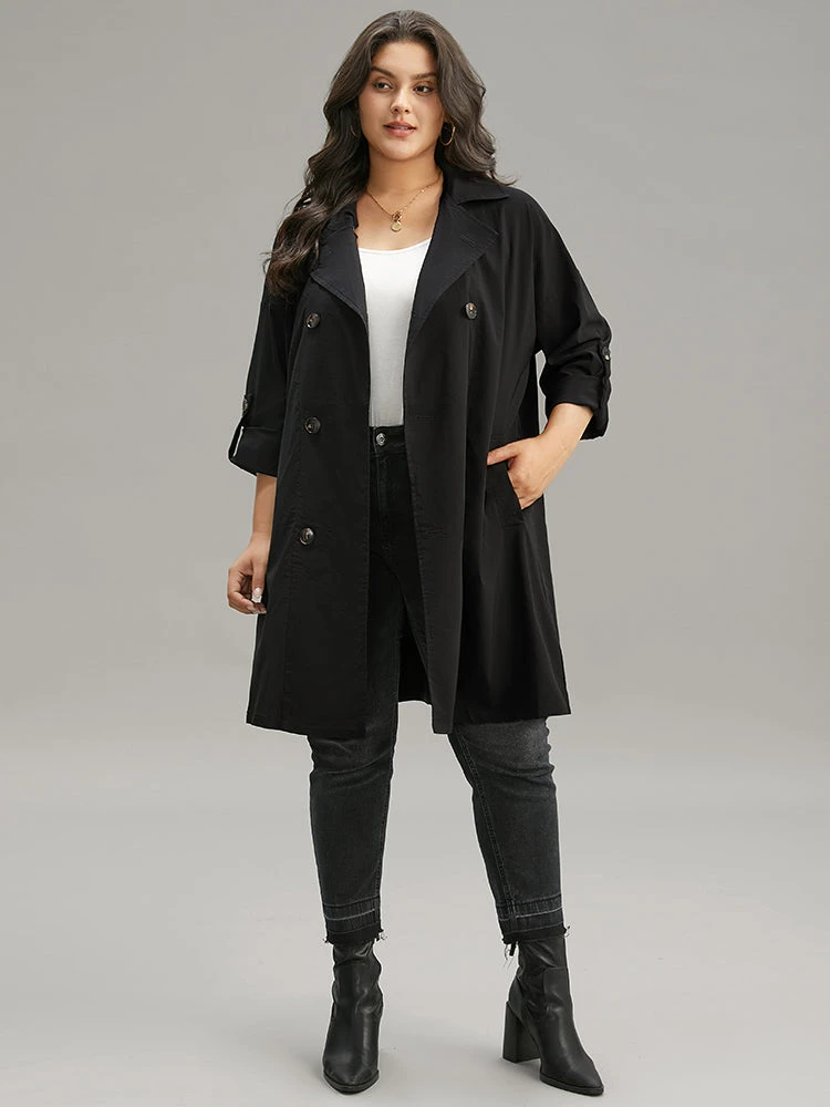 Halloween Plain Lapel Collar Button Up Tab Sleeve Coat 3 Halloween Plain Lapel Collar Button Up Tab Sleeve Coat