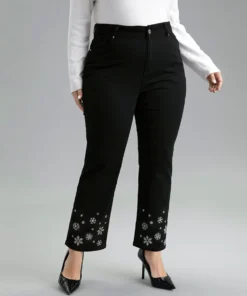 Snowflake Rhinestone Very Stretchy Jeans