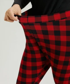 Plaid Elastic Waist High Rise Skinny Leggings -Clothing Shop 457674913 kf