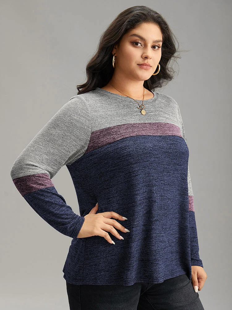 Heather Colorblock Contrast Crew Neck T-shirt 20 Heather Colorblock Contrast Crew Neck T-shirt - Image 18