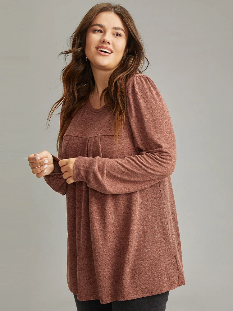 Plain Heather Plicated Detail T-shirt 5 Plain Heather Plicated Detail T-shirt - Image 3