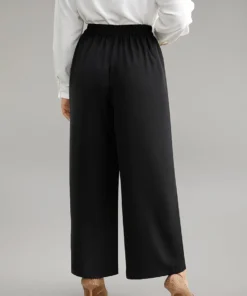 Metal Detail Pleated Wide Leg Pants -Clothing Shop 459126133 pg