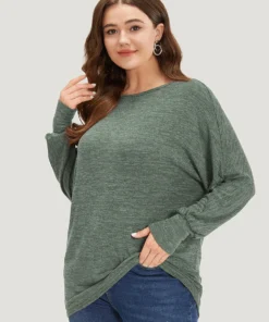 Plain Heather Elastic Cuffs Dolman Sleeve T-shirt -Clothing Shop 45917324 ny 667a49e8 3fa0 4b63 86a6 9f86402c5831