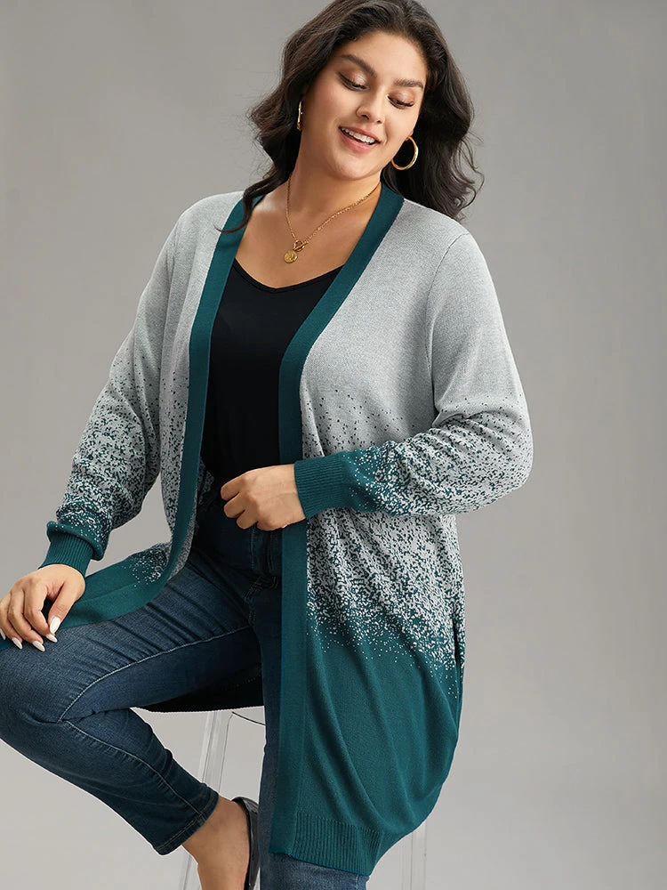 Ombre Heather Contrast Open Front Cardigan 4 Ombre Heather Contrast Open Front Cardigan - Image 2