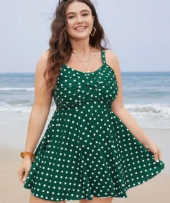 Polka Dot Crossover Ruched Flutter Hem Swim Dress -Clothing Shop 45 86a8dcdc 70e9 4c09 940d c46b890f39c1