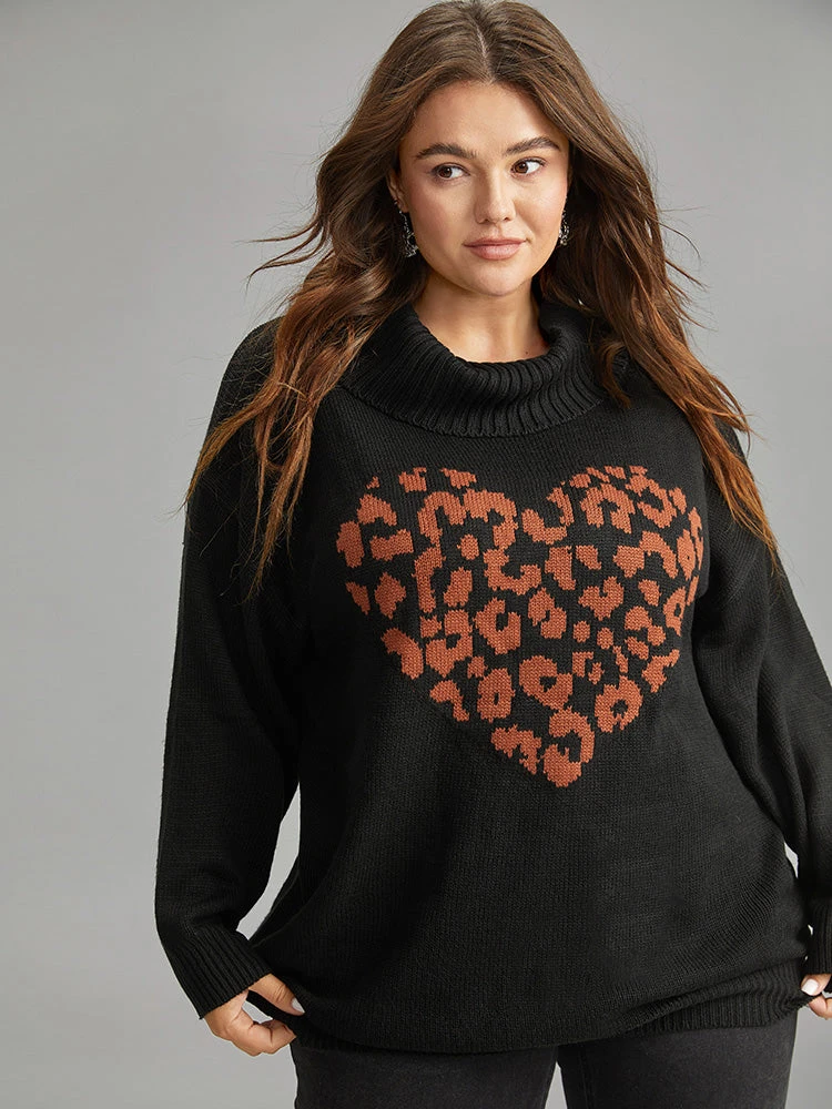 Hreat Print Contrast Turtle Neck Pullover 6 Hreat Print Contrast Turtle Neck Pullover - Image 4
