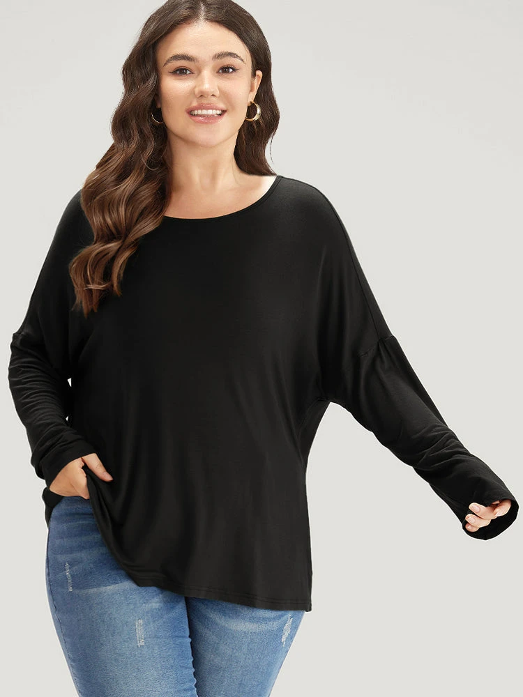 Supersoft Essentials Plain Batwing Sleeve Crew Neck T-shirt 12 Supersoft Essentials Plain Batwing Sleeve Crew Neck T-shirt - Image 10