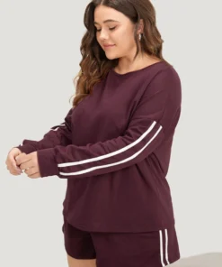 Striped Patchwork Crew Neck Sleep Top 12 Striped Patchwork Crew Neck Sleep Top -Clothing Shop 461328336 xv