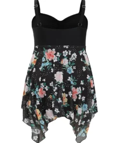 Floral Patchwork Ruched Front Hanky Hem Swim Dress -Clothing Shop 461532023 oi 89f991ca 9c07 4762 bd1e 724c42686cff