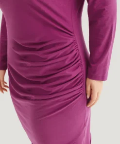 Supersoft Essentials Solid Crew Neck Gathered Dress -Clothing Shop 462481948 ih